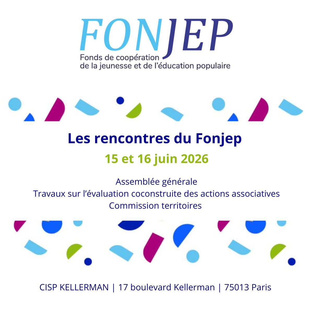 Rencontres du Fonjep : 15 et 16 juin 2026